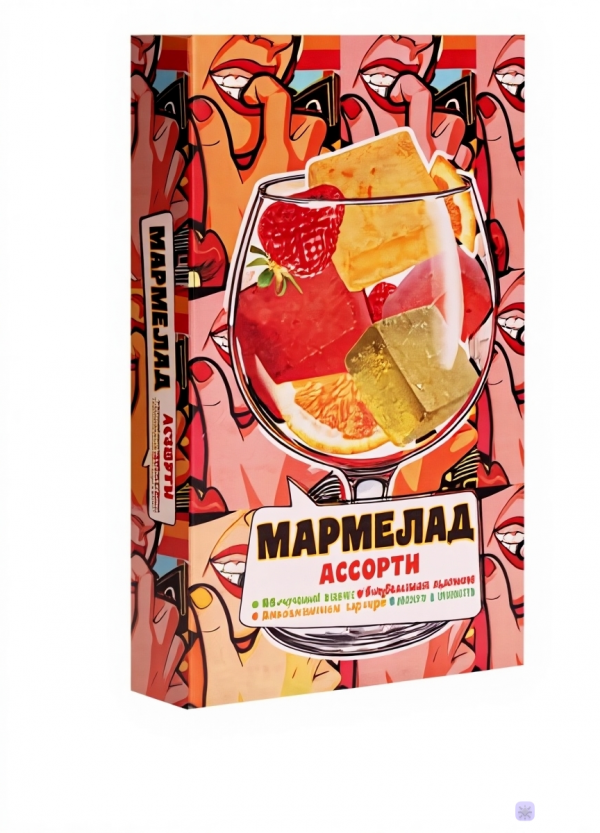 №2 Мармелад АлкоАссорти(яблочный виски, клубничный просекко, апельсиновый вермут, лайм текила) 110г в Камышине